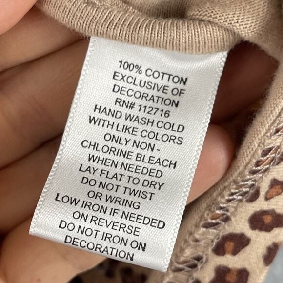 Quacker Factory Top Womens 3X Tan Animal Print Sequin 3/4 Sleeve Cotton Artsy - Picture 6 of 13